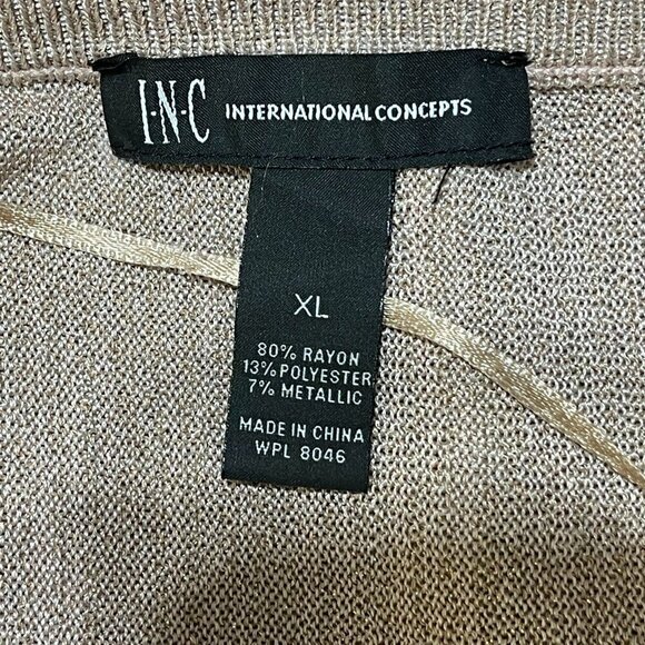 INC Rose Gold Shimmer Sweater 3/4 Sleeve Cold Shoulder Size XL Extra Large - Picture 4 of 7